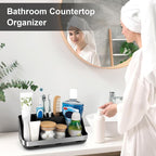 GFWARE Black Toothbrush Holder - 7 Slots Bathroom Organizer Countertop with Drainage Matte Black Electric Toothbrush and Toothpaste Holder for Bathroom Accessories Sink Storage - Image 2