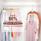 TOPIA HANGER Clothes Hanger Space Saving, 6 Tier Shirt Coat Hangers Space Saving No Bump Shoulder Hangers with No Slip Foam Padded Closet Organizers and Storage for Men and Women 2 Pack CT87G - Image 2