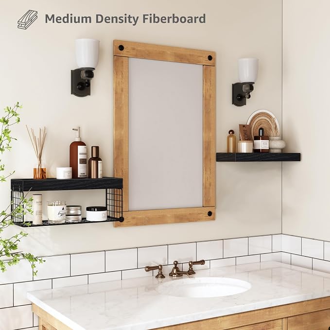 QEEIG Bathroom Shelves Over Toilet - Wall Mounted Floating Shelves Toilet Paper Storage Small Farmhouse Decor Shelf 16 inch Set of 2, Black (019-B2) - Image 5