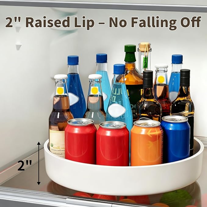 11.8" Lazy Susan Organizer for Cabinet, Turntable Spice Rack with Non-Slip Base & Raised Lip, Pantry Organization and Storage, Kitchen, Fridge, Makeup Vanity, Bathroom Countertop, Under Sink - Image 5
