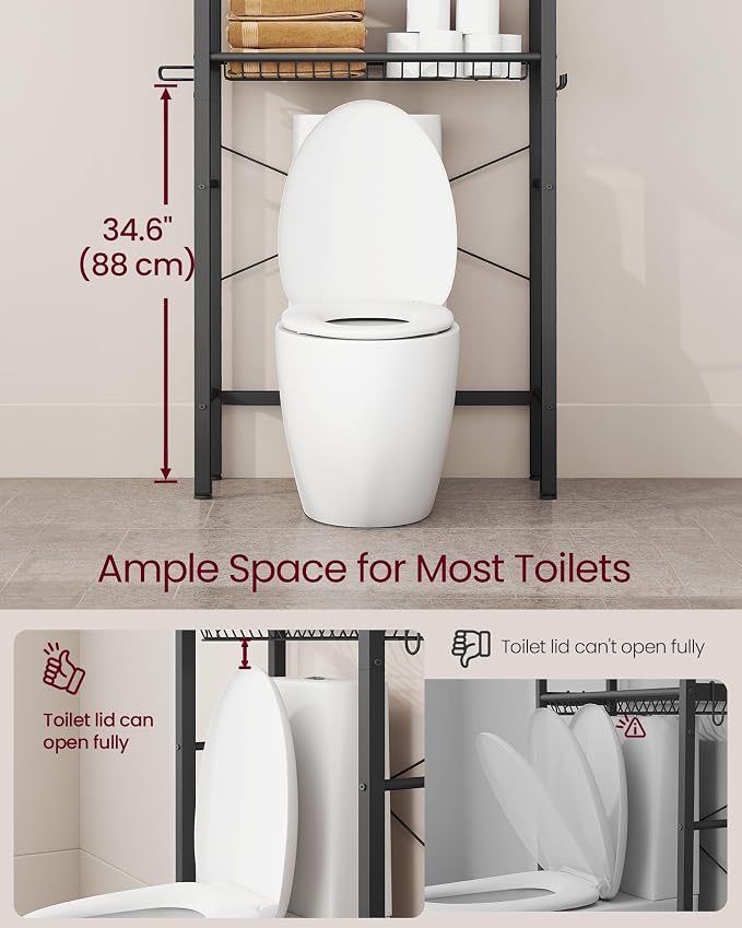 VASAGLE 4-Tier Over the Toilet Storage, Adjustable Shelves, Basket, 68.1''H - Image 7