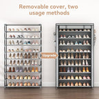 LANTEFUL Shoe Rack with Covers 10 Tier Tall Shoe Rack Organizer Large Capacity Shoe Shelf Storage 40 Pairs Space Saving Free Standing Shoe Storage Organizer for Closet, Entryway, Dorm, Grey - Image 5