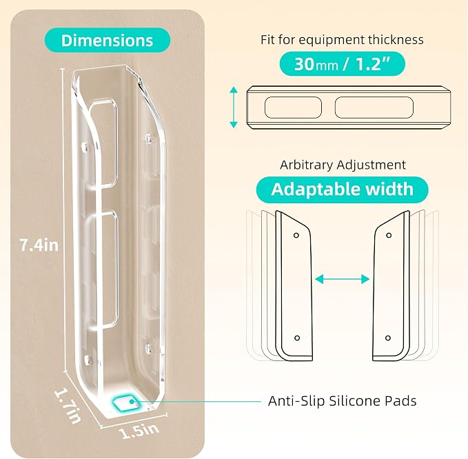 ELETIUO Wall-Mounted Scale Holder with Adhesive &Screws -Fits Most Digital Scales (Up to 1.2"/30mm Thick),Anti-Slip Silicone Pads,Space-Saving Bathroom/Bedroom Organizer-Easy to Install, Clear - Image 7