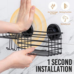 LEVERLOC Shower Caddy Suction Cup, 2 Pack Suction Shower Shelf With Hooks - Image 2