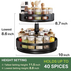 Lazy Susan Spice Rack Organizer for Cabinet, 2-Tier Metal, 10 in - Image 4
