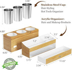 GFWARE Hot Hair Styling Tool Organizer with Drawer & 3 Cooling Cups, Wood - Image 7