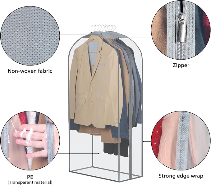 Zilink Garment Bags for Fur Coat Suit Bags for Closet Storage 40 in, 4 Pack - Image 5