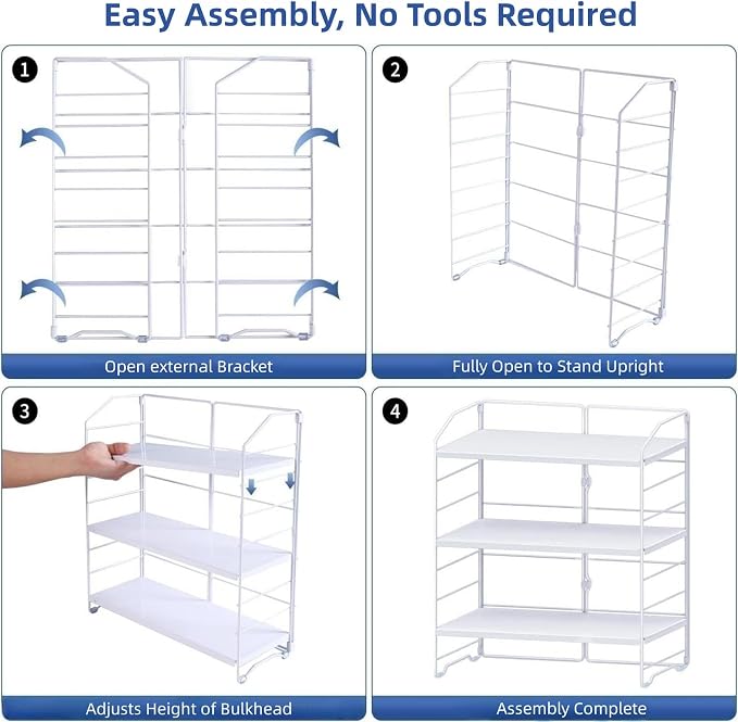 BOIVSHI Bathroom Countertop Organizer, 3-Tier Bathroom Counter Organizer, 8-Levels Height Adjustable, Bathroom Organizer for Kitchen, Livingroom, Office Storage, Metal White - Image 7