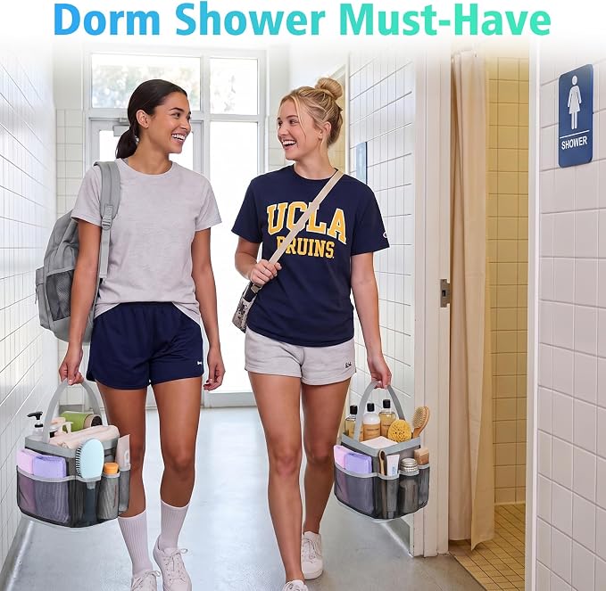 EUDELE Mesh Shower Caddy Portable for College Dorm Room Essentials, Shower Caddy Dorm with 9-Pocket Large Capacity for Beach, Swimming, Gym, Camping, Travel essentials - Image 2