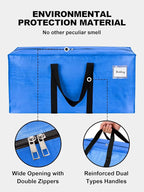 HOMESURE Supports 200lbs Heavy Duty Moving Bags - Strong Zipper & Wrap-Around Handles - Water-Resistant Storage Totes, Durable Alternative to Moving Boxes - 4 Pack - Sky Blue - Image 7