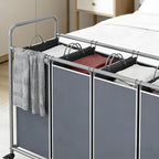LINZINAR 4 Section Laundry Hamper, Grey Laundry Basket, 180L Laundry Sorter - Image 7