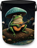 Frog Guitar Dirty Clothes Hamper,Foldable Laundry Basket with Handles,Mushroom Forest Waterproof Oxford Cloth Storage Bin for Bedroom Bathroom Nursery,16 x 20 Inch by UIUPRO