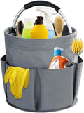 17L Cleaning Caddy with Handle, Cleaning Supplies Organizer, Foldable Storage Basket, Cleaning Supply Caddy, Portable Multi Cleaning Bucket Bag for Home, Garden (Grey) by Unknown