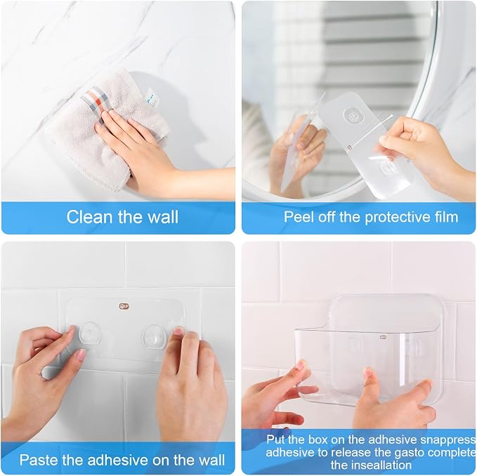 CGBE 2-Pack Cabinet Door Organizer, Self Adhesive Bathroom Shelves, Clear - Image 5