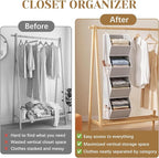 Hanging Closet Organizer 4 Shelf Collapsible Storage Grey Storage Bins - Image 4