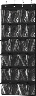 Simple Houseware 24 Pockets Large Clear Over the Door Shoe Organizer, Black | 56" x 22.5", 4 Durable Metal Hooks, 5" x 9" Pocket Size, Multipurpose by SimpleHouseware