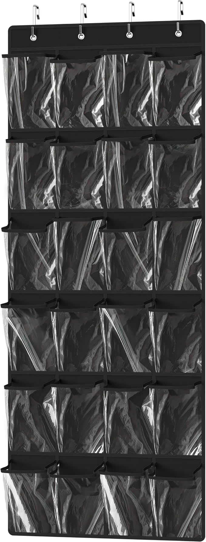 Simple Houseware 24 Pockets Large Clear Over the Door Shoe Organizer, Black | 56" x 22.5", 4 Durable Metal Hooks, 5" x 9" Pocket Size, Multipurpose by SimpleHouseware