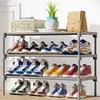 Kitsure Shoe Rack - Non-Woven Shoe Rack Shelf, Shoe Organizer for Closet, Entryway, Garage & Corridor, Stackable Shoe Shelves, 27.5" Wide - 3 Tier, Grey | Shoe Organizer for Closet, Entryway, Garage, Stackable Shoe Shelves, college dorm&apartment essen... - Image 2