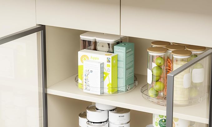 4 Pack Rotating Small Lazy Susan Turntable Organizer for Cabinet,9.5 Inch Clear Acrylic Spice Rack,Turn Table Organizers for Refrigerator,Kitchen,Pantry and Vanity Makeup,Bathroom Countertop Organizer - Image 7