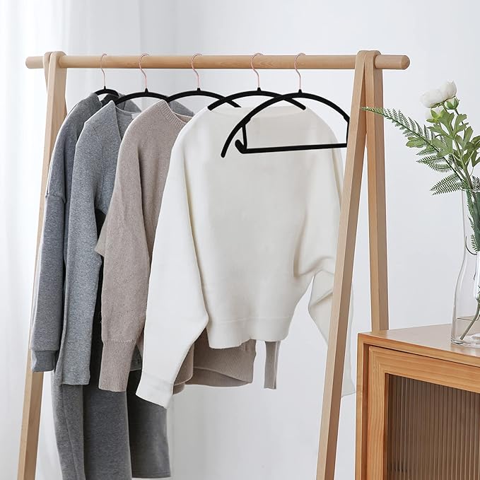 OIKA 50 Pack No-Bump Plastic Clothes Hangers, Black, Non-Slip, Space-Saving - Image 5