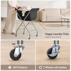 ELYKEN Laundry Basket with Wheels, Collapsible Laundry Hamper, Black - Image 7