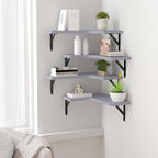 ROMGUAR CRAFT Corner Floating Shelves Wall Mounted Set of 4, Rustic Wood Storage Display Shelves for Home Decor, Bathroom, Kitchen, Bedroom, Living Room, Office (Light Grey) - Image 5