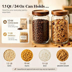 ComSaf Glass Jar with Acacia Wood Lid 34oz 1Pack, Food Storage Container - Image 3