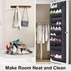 SLEEPING LAMB Over The Door Shoe Organizer for Closet with Large Deep Pockets, Narrow Shoe Rack for Door Hanging Boots Storage, Black - Image 5