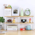 NEX Bamboo Kitchen Cabinet and Counter Shelf Organizer, Stackable & Expandable, Set of 4, White and Natural - Image 2