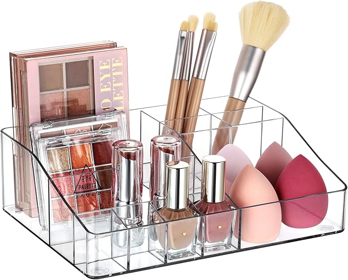 Vtopmart Clear Plastic Devided Makeup Organizer Tray by Vtopmart