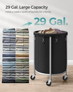 SONGMICS Laundry Basket with Wheels, 110L, Steel Frame, Removable Bag - Image 3