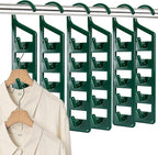 15 Pack Space Saving Hanger Holders, Sturdy Plastic Clothes Hangers, Multiple Shirt Hanger, Vertical Closet Hangers with 5 Holes for College Dorm Room, Closet Organizers and Storage by Unknown