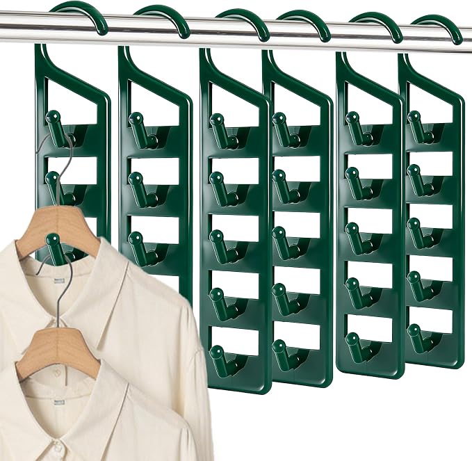 15 Pack Space Saving Hanger Holders, Sturdy Plastic Clothes Hangers, Multiple Shirt Hanger, Vertical Closet Hangers with 5 Holes for College Dorm Room, Closet Organizers and Storage by Unknown