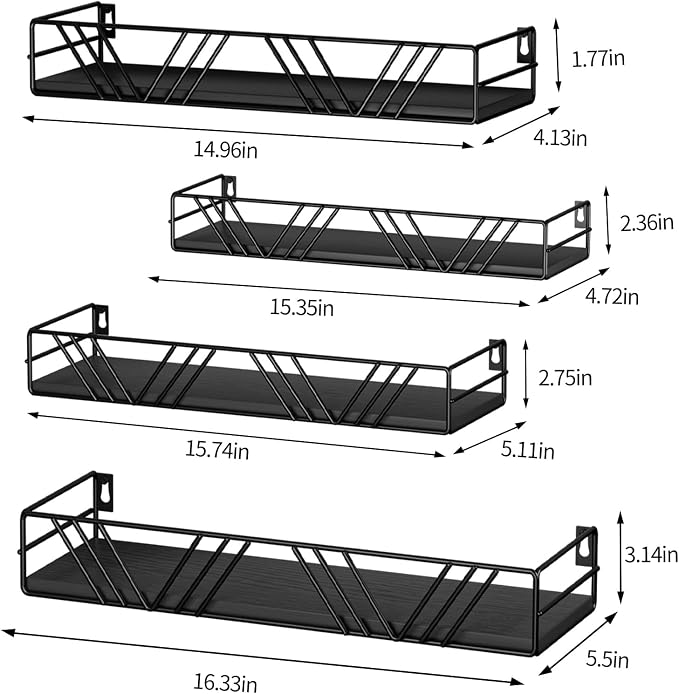 Amaoot Floating Shelves for Wall Set of 4, Wall Shelf Wood Floating Shelf - Image 3