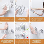 LEVERLOC Shower Caddy Suction Cup, 2 Pack Heavy Duty Bathroom Organizer - Image 8