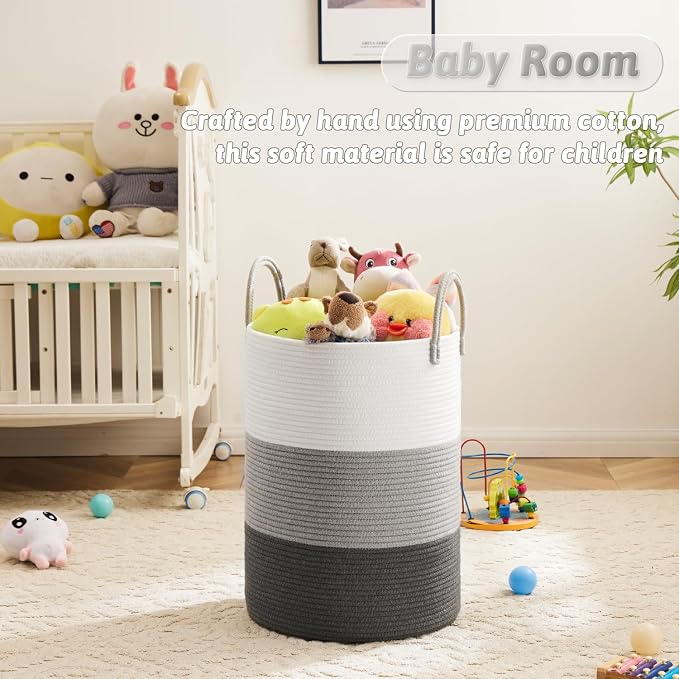 Artfeel Laundry Basket,Woven Cotton Rope Laundry Hamper,80L for Decorative Storage of Dirty Clothes,Toys and Blankets in Bathroom,Bedroom and Living Room - Image 3