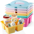 6 Pack Plastic Classroom Organizer Caddy with Handle, Pastel by Yakydesign