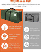 SWEET DOLPHIN 8 Pack 200LB Heavy-Duty Moving Bags with Wrap-Around Handles, Extra Large Storage Totes for Space Saving, Clothes Storage Bags, College Dorm Essentials, Green, 24 Gal - Image 7