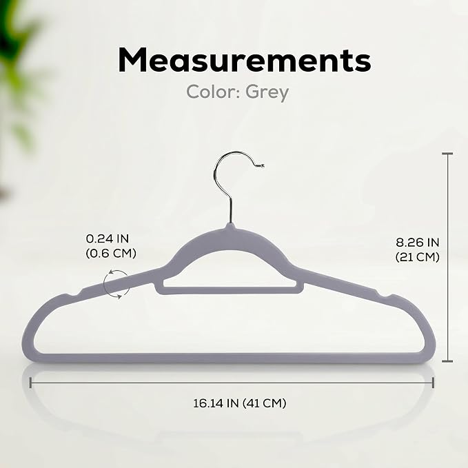 Utopia Home Velvet Hangers 20 Pack – Premium Hangers with Tie Bar - Grey - Image 4