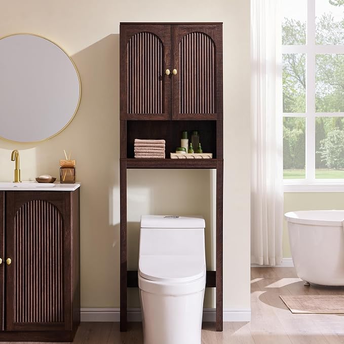 72" Over The Toilet Storage Cabinet, Wooden Bathroom Storage Cabinet, Brown - Image 6