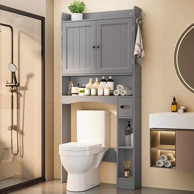Ahomly Over The Toilet Storage Cabinet, 32.3" W, Espresso by Ahomly