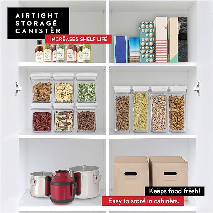 DWËLLZA KITCHEN Airtight Food Storage Containers with White Lids 1.7L - 4 Pc Air Tight Pantry Storage Containers Clear Kitchen Organization and Storage Set BPA-Free - Keeps your Food Fresh & Dry - Image 2