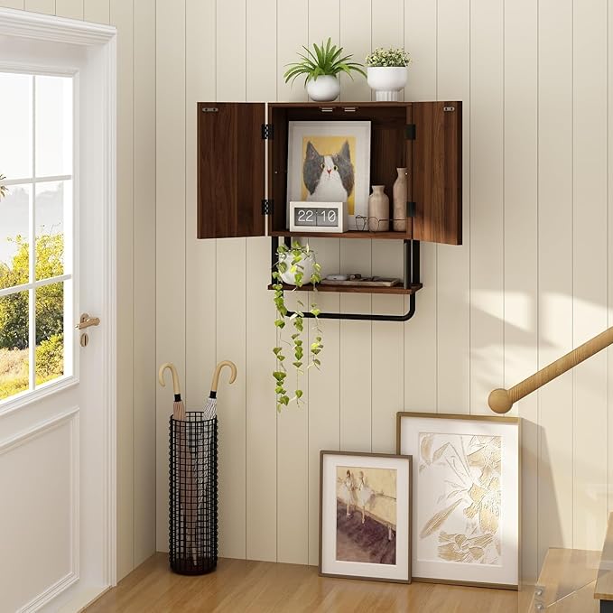 RUSTOWN Fluted Bathroom Wall Cabinet with 2 Doors, 3-Tier Medicine Cabinet - Image 5