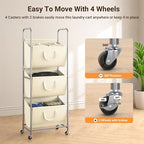 ELYKEN 3-Tier Vertical Rolling Laundry Hamper with Wheels & Removable Bags - Image 7