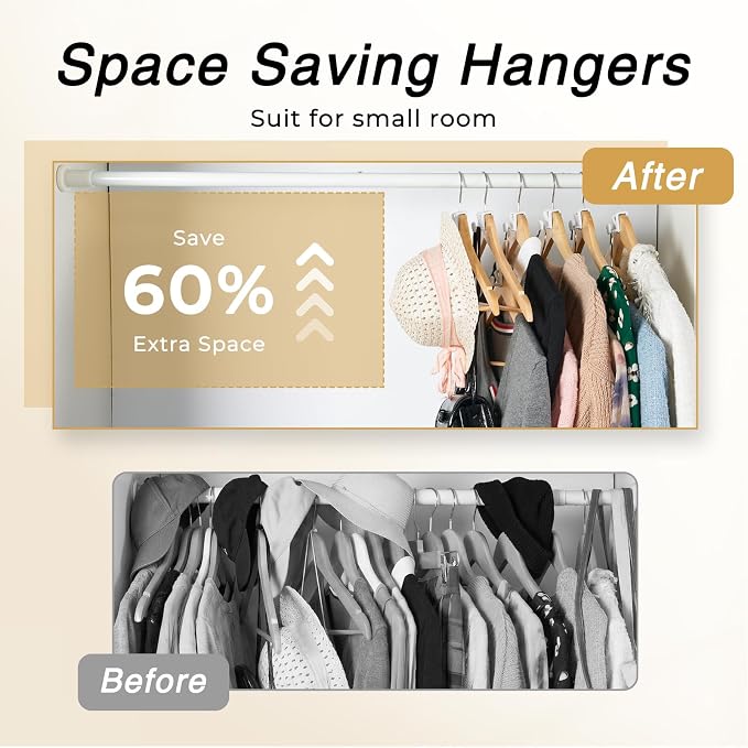 HOUSE DAY Space Saving Hanger Hooks 60 Pack, White Clothes Hanger Connector Hooks, Heavy Duty Hangers Hook Space Saver, Sturdy Hanger Connector Hook, Premium Cascading Hangers for Closet - Image 2