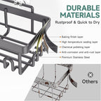Veken Rustproof & Waterproof Shower Caddy 6-Pack, No Drilling Adhesive Shelves Rack with Soap Holder, Large Capacity Bathroom Organizers and Storage, Wall-Mounted Kitchen & Home Decor, Dark Grey - Image 4