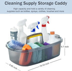 ALINK Plastic Cleaning Storage Caddy with Handle, Large Shower Caddy Basket Organizer for Dorm, Bathroom, Tool, Garden, Kitchen, Cleaning Supplies - Transparent Gray - Image 2