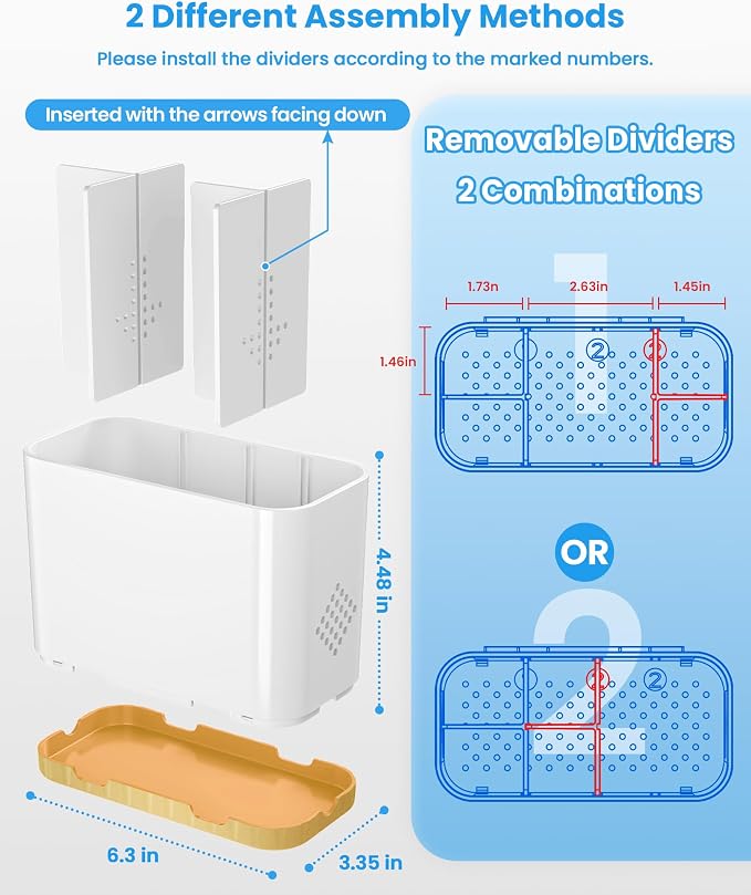 Toothbrush and Toothpaste Holders for Bathrooms Countertop - Detachable 5 Slots Kids Electric Toothbrush Holders Set Wall Mounted with Removable Dividers for Bathroom Decor and Accessories Organizer - Image 2