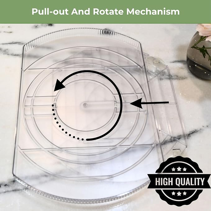 NOSTA Home Rotating Lazy Susan for Refrigerator - Square Lazy Susan - Rectangular Fridge Lazy Susan Organizer - 360° Rotating Storage - Medium Size (15x11) - Image 4