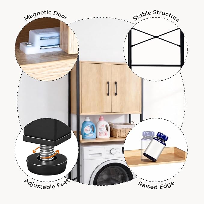 Karl home Over The Toilet Storage Cabinet, Bathroom Space Saver Organizer - Image 5